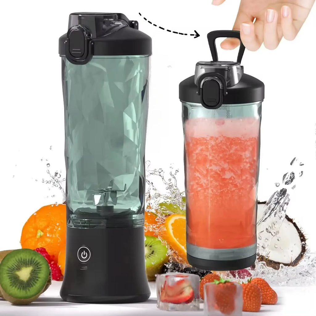 New 4000Mah Portable Juicer Cup 600ML Large Capacity 10-Leaf Blade Powerful Motor Fast Stirring Blender Mixer Outdoor Mixing Cup