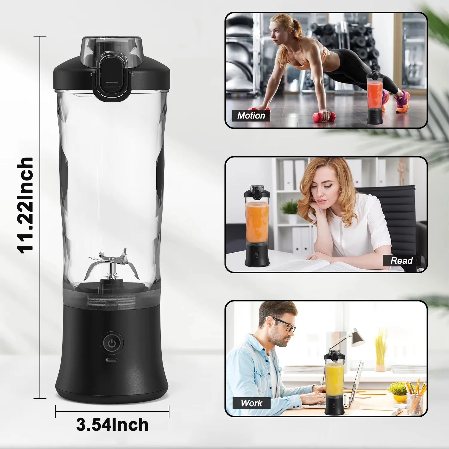 New 4000Mah Portable Juicer Cup 600ML Large Capacity 10-Leaf Blade Powerful Motor Fast Stirring Blender Mixer Outdoor Mixing Cup
